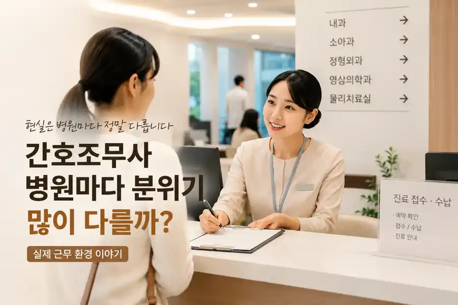 간호조무사 병원마다 분위기 많이 다를까? 실제 근무 환경 이야기 (2026) 1 간호조무사 병원별 근무 환경과 업무 분위기를 떠올리게 하는 병원 업무 이미지