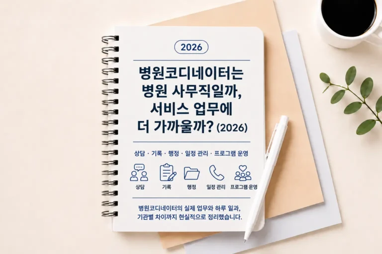 병원코디네이터는 병원 사무직일까, 서비스 업무에 더 가까울까? (2026) 4 병원코디네이터 실제 업무와 근무 환경을 정리한 이미지 (2026)