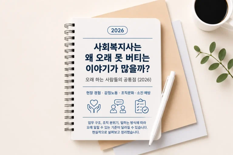 사회복지사는 왜 오래 못 버티는지와 오래 일하는 사람들의 공통점을 정리한 2026 커리어 노트 이미지