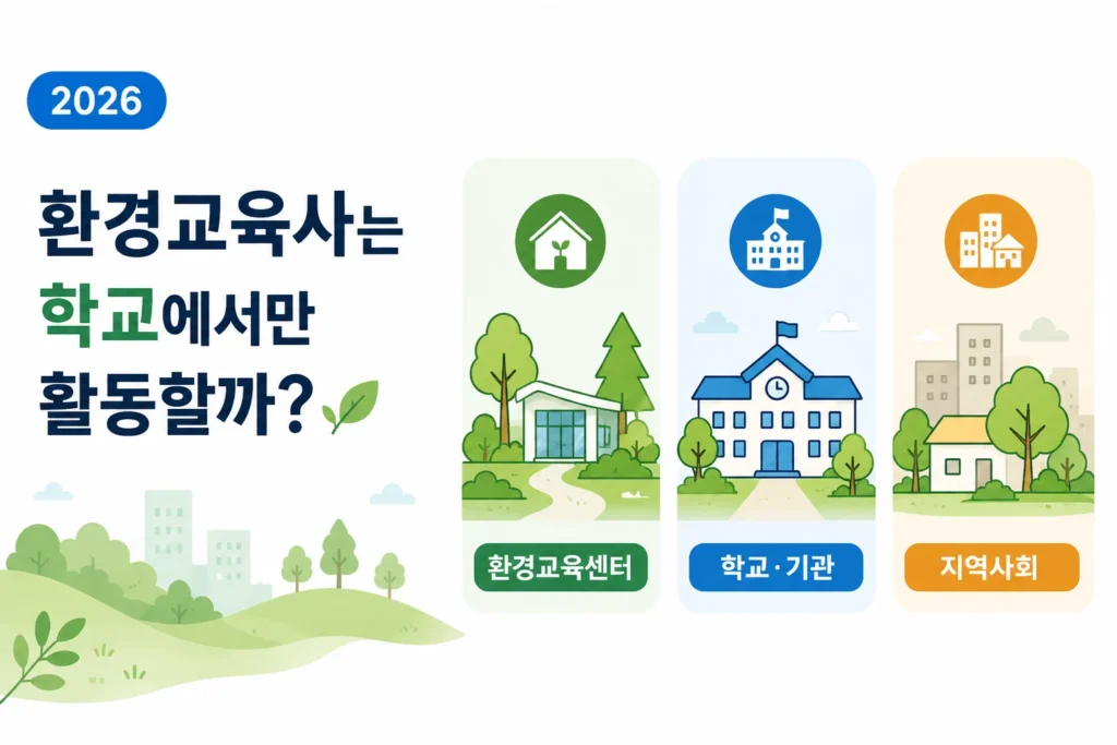 환경교육사가 학교뿐 아니라 환경교육센터와 지역사회에서도 활동하는 분야 이미지