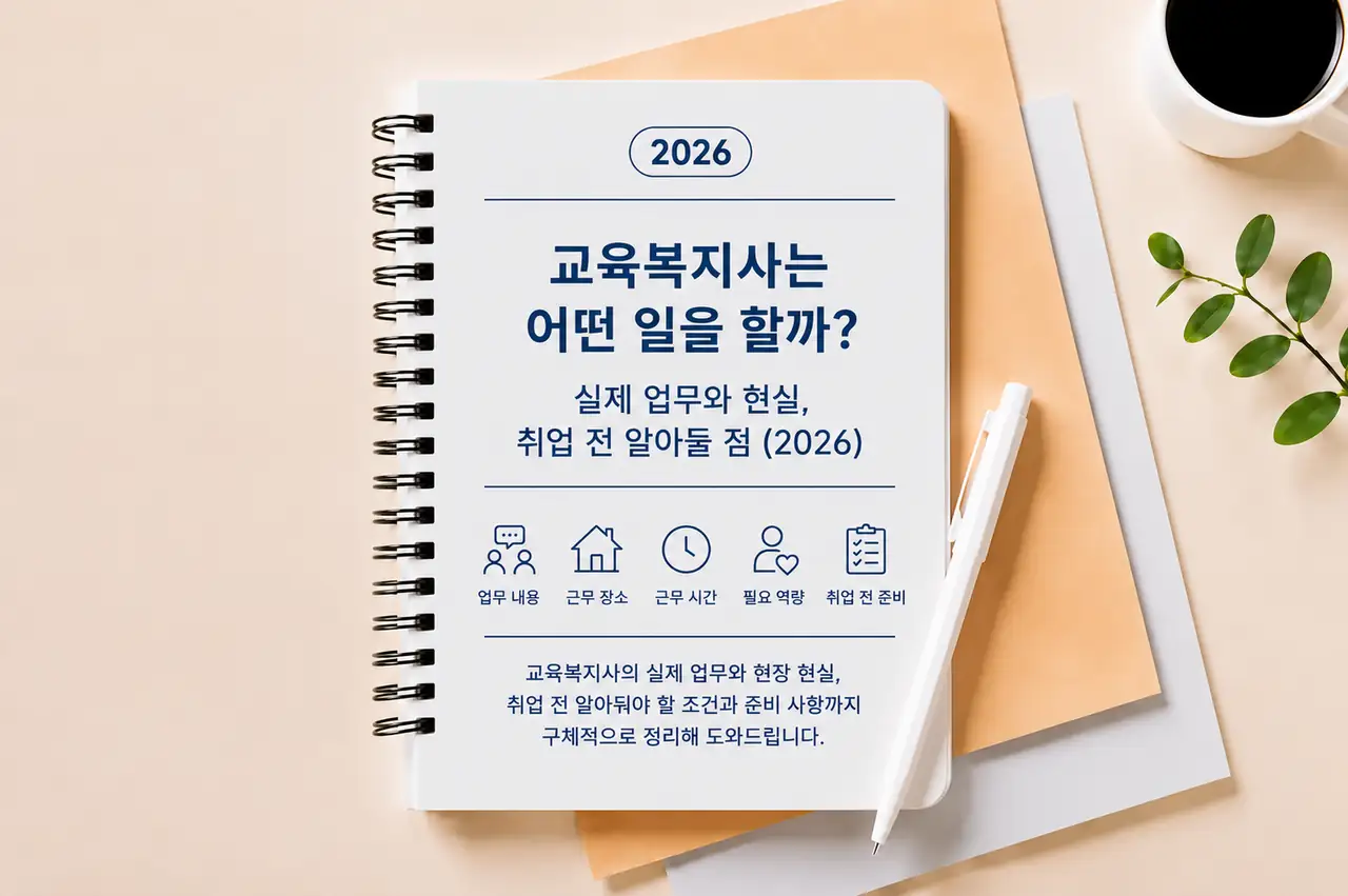 교육복지사는 어떤 일을 할까?|실제 업무와 현실, 취업 전 알아둘 점 (2026) 1 교육복지사 실제 업무와 근무 환경, 지원 자격과 채용 정보를 정리한 대표 이미지