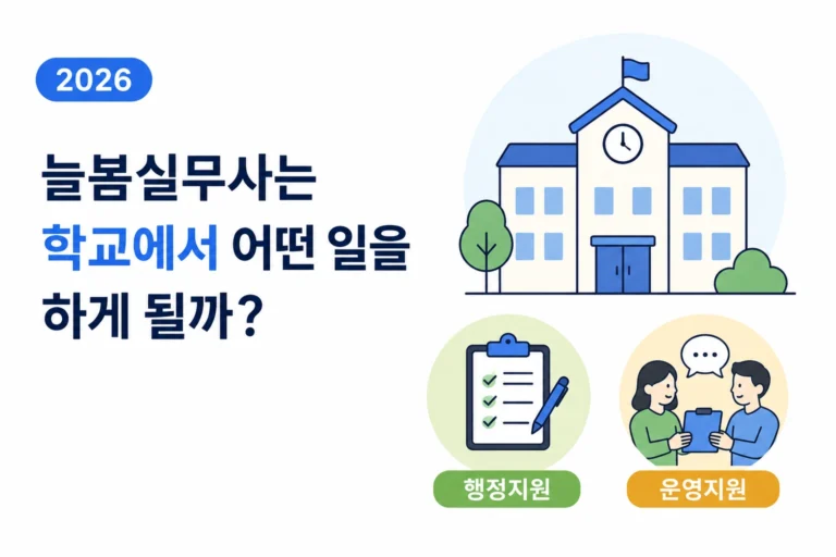 늘봄학교 운영을 지원하는 늘봄실무사 업무를 표현한 이미지