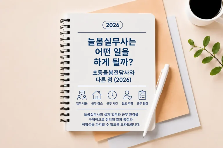 늘봄실무사 하는 일과 초등돌봄전담사 차이를 안내하는 정보 이미지
