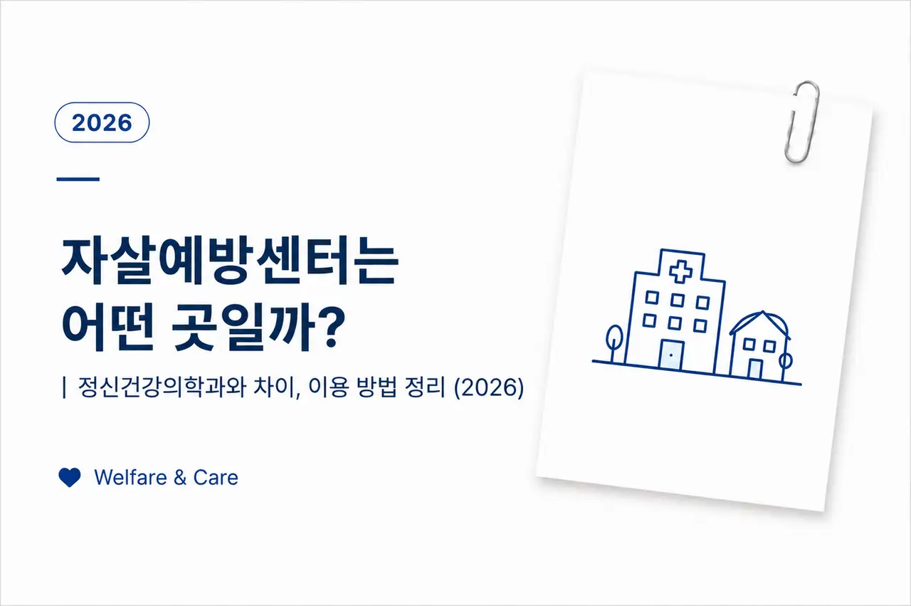 자살예방센터란 무엇인지, 지원 대상과 상담 내용, 정신건강의학과 차이를 정리한 이미지