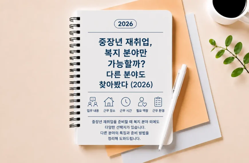 중장년 재취업 복지 분야 외 다양한 직업을 찾아보고 정리한 이미지