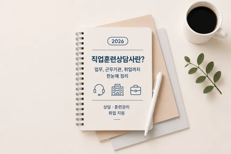 직업훈련상담사는 교육을 하는 사람일까? 취업을 함께 준비하는 역할에 더 가깝다 (2026) 2 직업훈련상담사 업무와 취업지원 직무를 소개하는 대표 이미지