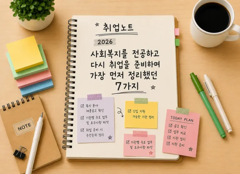 사회복지를 전공하고 다시 취업을 준비하며 가장 먼저 정리했던 7가지 (2026) 5 사회복지를 전공하고 다시 취업을 준비하며 정리한 사회복지사 재취업 과정